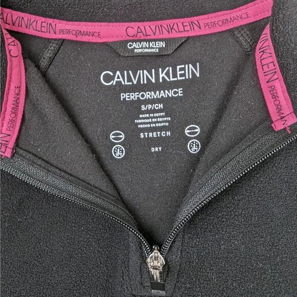 Calvin Klein Performance Black Logo 1/4 Zip Cropped Fleece Top Size Small - Picture 7 of 8